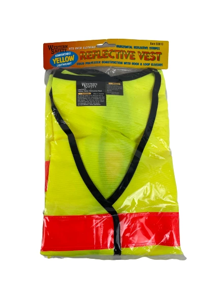 Western Safety Reflective Vest Yellow Stripes New Sealed PPE