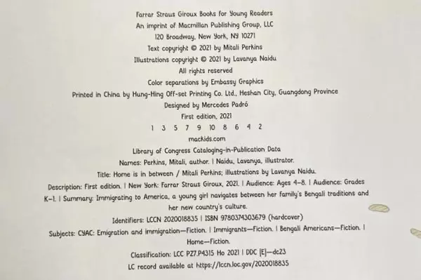 2021 Home is in Between by Mitali Perkins Hardcover Book - Good Condition