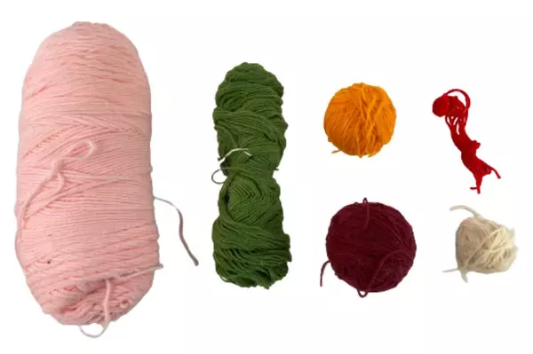 Lot of 5 Partial Skeins Yarn Green Pink Beige Orange for Crafts