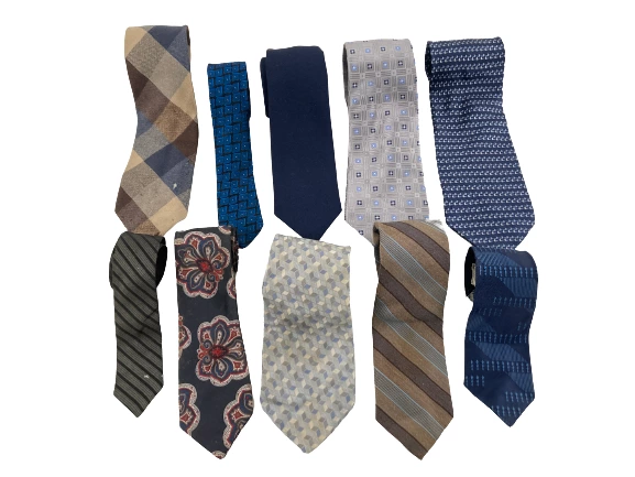 Lot of 10 Vintage Neck Ties for Fabric Blue Gray Brown YSL & More