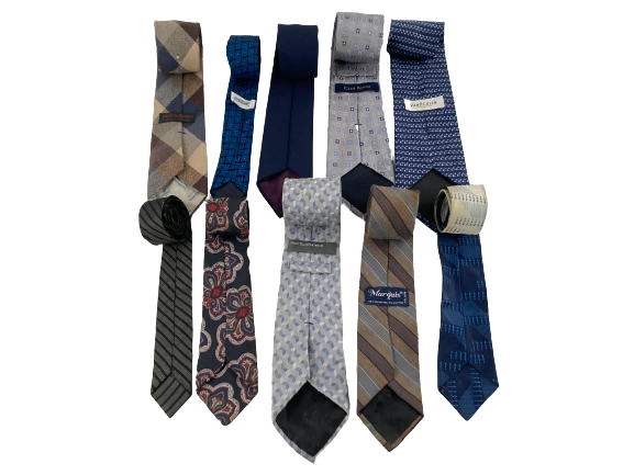Lot of 10 Vintage Neck Ties for Fabric Blue Gray Brown YSL & More