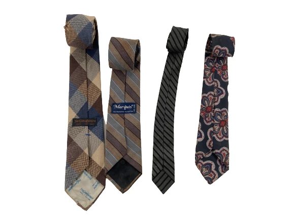 Lot of 10 Vintage Neck Ties for Fabric Blue Gray Brown YSL & More