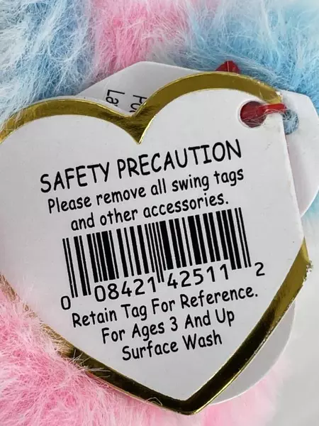 Ty Puffies Rainbow Pastel Poodle Plush Toy 4" with Tags - Very Good Condition