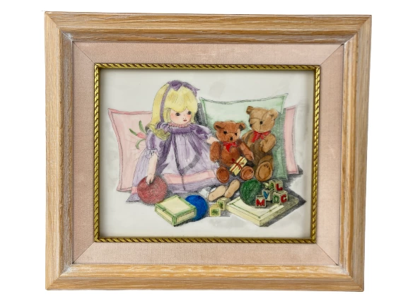 Vintage Hand Colored Engraving "Abigail's Two Friends" COA Cultured Ivory