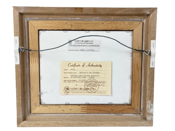 Vintage Hand Colored Engraving "Abigail's Two Friends" COA Cultured Ivory