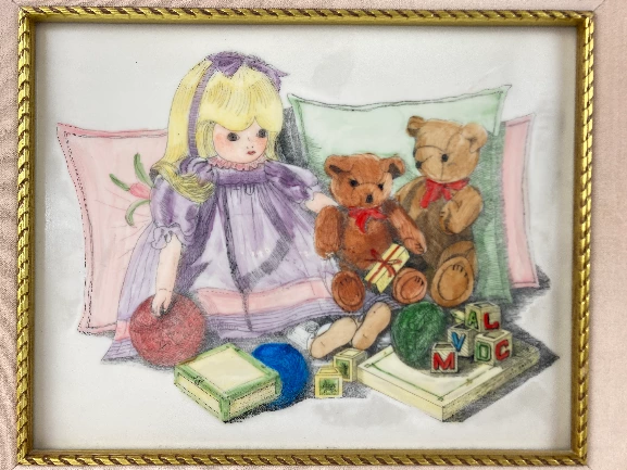 Vintage Hand Colored Engraving "Abigail's Two Friends" COA Cultured Ivory