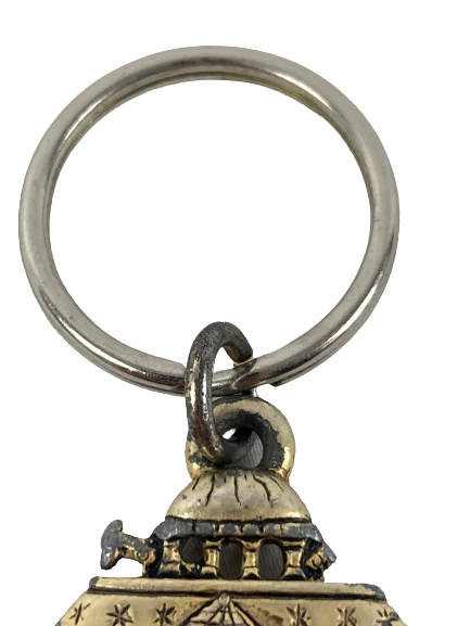 Noah's Ark Keychain with Animals - Vintage Bronze & Silver Tone - Good Condition