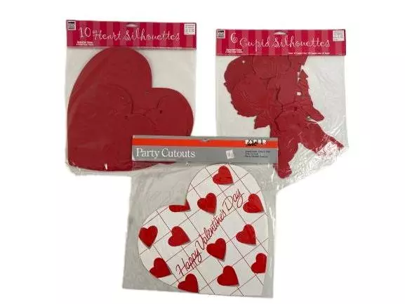 Lot of Valentine's Day Decor Cutouts Hearts Cupid Placemats & Foil Decorations