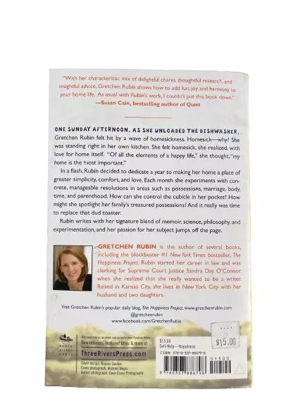 2012 Happier At Home by Gretchen Rubin Paperback Book Good Condition