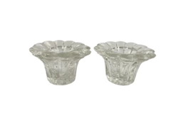 KIG Floral Glass Taper Candle Holders Pair - Elegant Home Décor from Indonesia