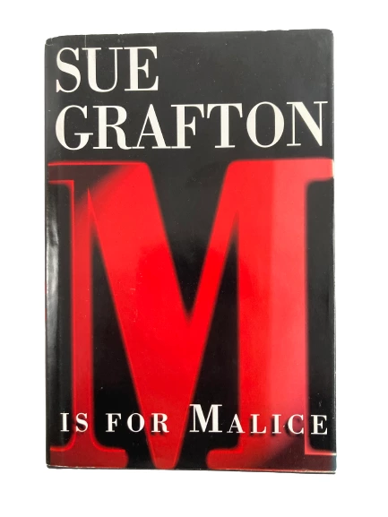 Sue Grafton "M Is for Malice" Hardcover Book - 1996 Henry Holt, Good Condition