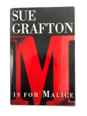 Sue Grafton "M Is for Malice" Hardcover Book - 1996 Henry Holt, Good Condition