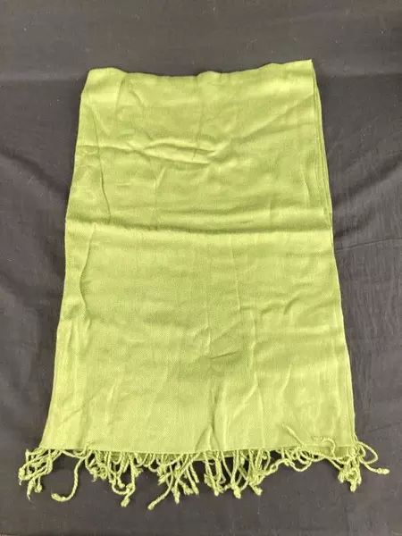 Vintage Ray Strauss Lime Green Fringe Scarf Wrap 83" Good Condition