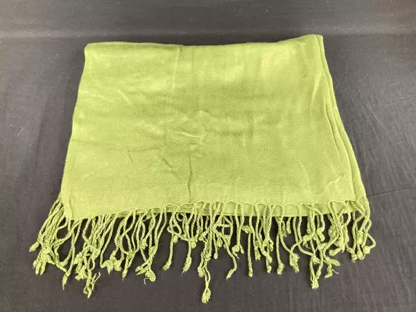 Vintage Ray Strauss Lime Green Fringe Scarf Wrap 83" Good Condition