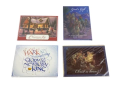 Lot of 4 Vintage Sealed Christmas Greeting Cards - Joy & Christ Themes