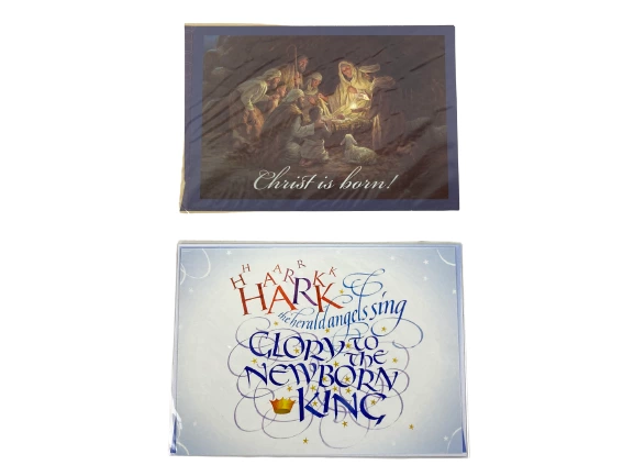 Lot of 4 Vintage Sealed Christmas Greeting Cards - Joy & Christ Themes