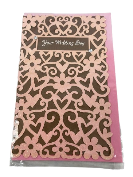 Pink & Brown Wedding Greeting Card by International Greetings USA Sealed