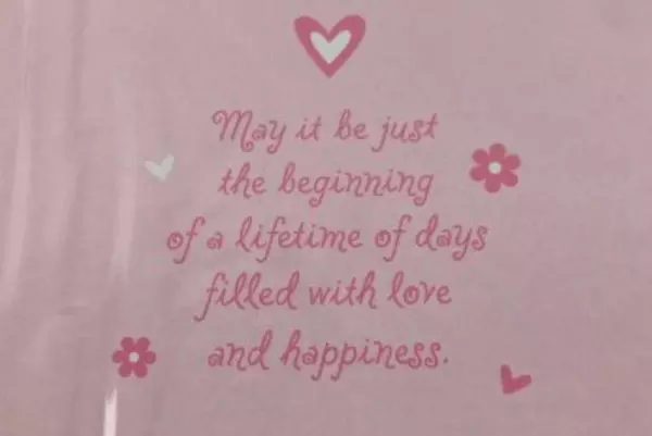 Pink & Brown Wedding Greeting Card by International Greetings USA Sealed