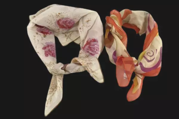 Lot of 2 Vintage Women's Scarves - Floral & Geometric Retro Patterns