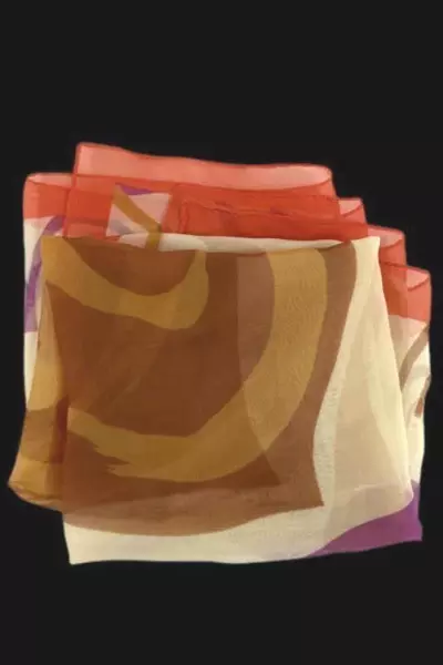 Lot of 2 Vintage Women's Scarves - Floral & Geometric Retro Patterns