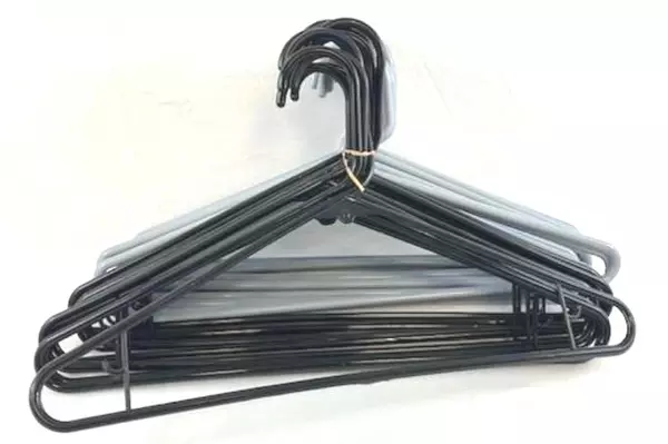 Lot of 20 Black Gray Tubular Plastic Standard Size Hangers Shirts Pants Notched 