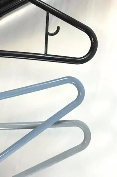 Lot of 20 Black Gray Tubular Plastic Standard Size Hangers Shirts Pants Notched 