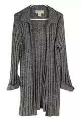 Norton McNaughton Women's Cardigan Sz M Black Gray Knit Sweater Long Sleeve