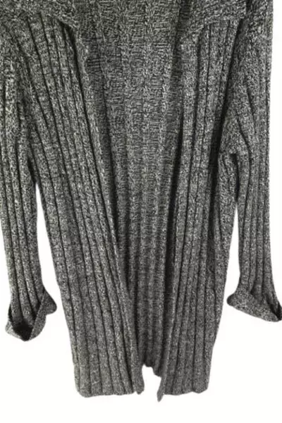 Norton McNaughton Women's Cardigan Sz M Black Gray Knit Sweater Long Sleeve