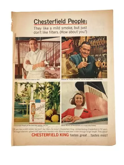 Lot of 7 Vintage Tobacco Ads - Pall Mall, Tareyton, Winston, Chesterfield