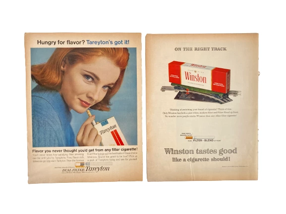 Lot of 7 Vintage Tobacco Ads - Pall Mall, Tareyton, Winston, Chesterfield