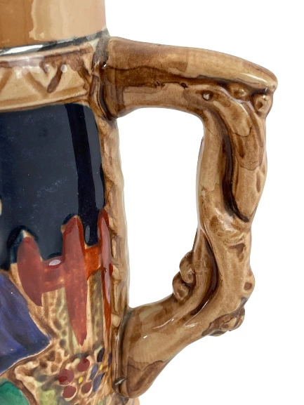 Vintage Japanese Ceramic Beer Stein Raised Dancing Couple 5.5" Tall