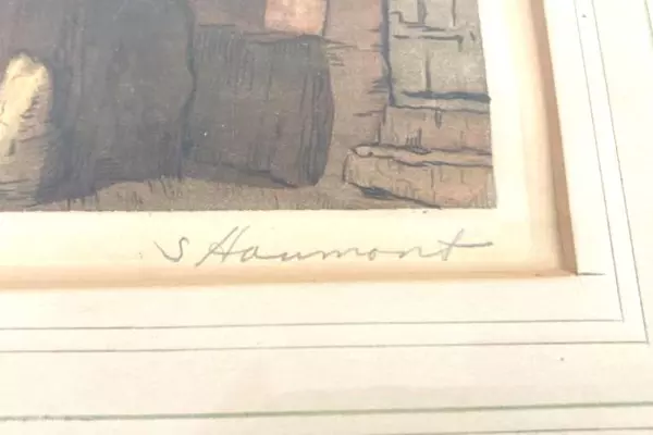 Vintage Signed Art Print Gateway To Montfort by Louis Haumont Framed 361/500