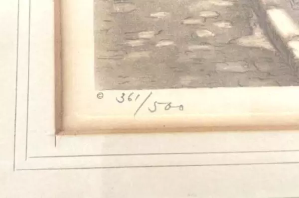 Vintage Signed Art Print Gateway To Montfort by Louis Haumont Framed 361/500