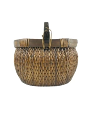 Early 19th Century Chinese Woven Willow Basket with Handle 16.25"