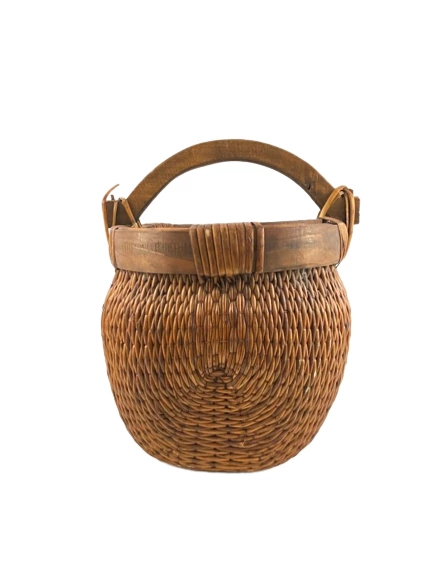 Early 19th Century Chinese Woven Willow Basket with Handle 16.25"