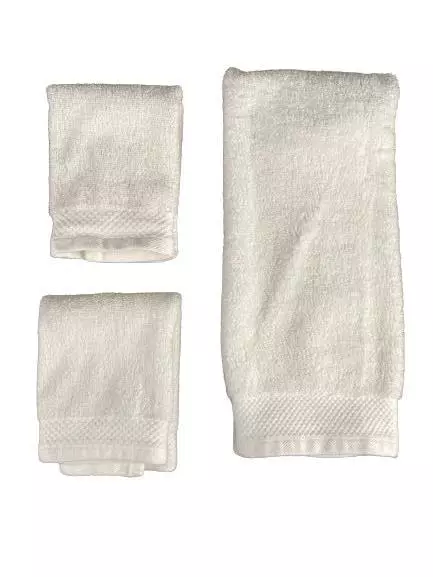 5 Piece Tesino Bath Towel Set White Cotton Hotel 2 Washcloths 1 Bathmat 1 Hand