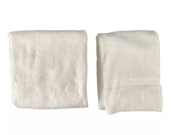5 Piece Tesino Bath Towel Set White Cotton Hotel 2 Washcloths 1 Bathmat 1 Hand