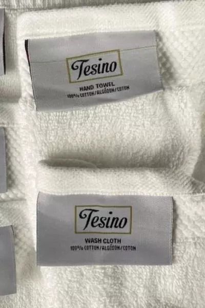 5 Piece Tesino Bath Towel Set White Cotton Hotel 2 Washcloths 1 Bathmat 1 Hand
