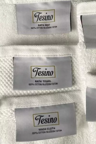 5 Piece Tesino Bath Towel Set White Cotton Hotel 2 Washcloths 1 Bathmat 1 Hand