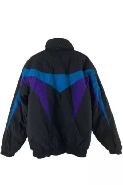Vintage Glacier's Edge Women's Coat LT Black Teal Purple Zip Snap Closure