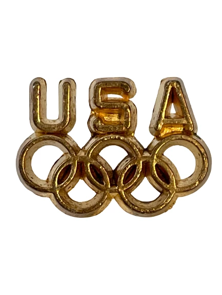 USA Olympic Gold Tone Lapel Pin - 5 Rings Collectible - Pre-owned