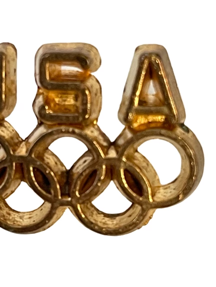 USA Olympic Gold Tone Lapel Pin - 5 Rings Collectible - Pre-owned
