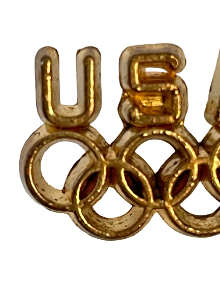 USA Olympic Gold Tone Lapel Pin - 5 Rings Collectible - Pre-owned