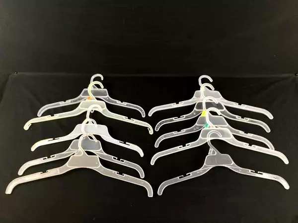 Lot of 10 Frosted Plastic Non-Slip Hangers with Wire Hook 17" Wide
