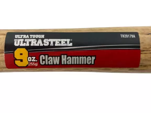 Ultra Tough UltraSteel 9 Oz Claw Hammer - Wood Grain Handle, Good Condition