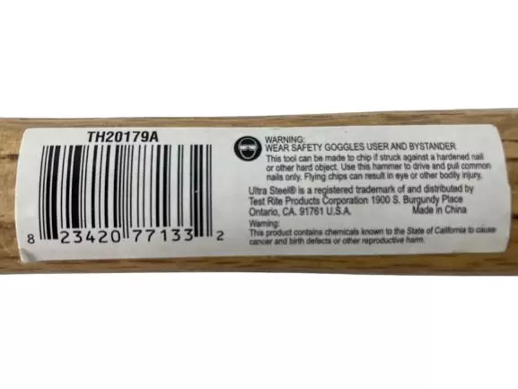 Ultra Tough UltraSteel 9 Oz Claw Hammer - Wood Grain Handle, Good Condition