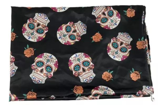 Lot of Day of the Dead Fabric Skulls & Flowers 1 Yard + 42" Sewn Pieces
