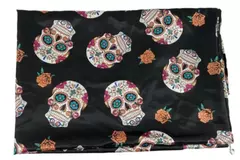 Lot of Day of the Dead Fabric Skulls & Flowers 1 Yard + 42" Sewn Pieces