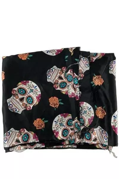 Lot of Day of the Dead Fabric Skulls & Flowers 1 Yard + 42" Sewn Pieces