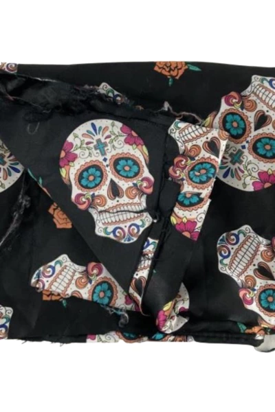 Lot of Day of the Dead Fabric Skulls & Flowers 1 Yard + 42" Sewn Pieces
